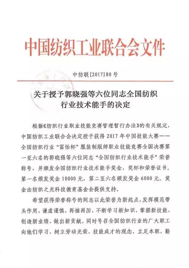 全國紡織行業(yè)“富怡杯”服裝制版師職業(yè)技能競賽獲獎名單揭曉！